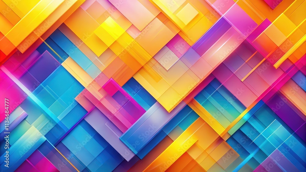 Poster Vibrant Abstract Geometric Pattern with Intersecting Shapes and Vivid Color Palette