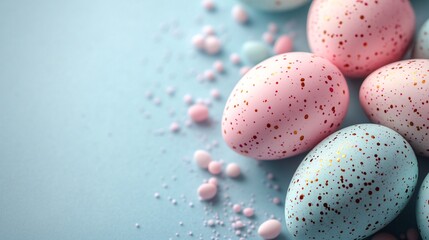 Obraz premium Pastel Easter Eggs & Sprinkles Background