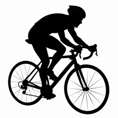 Obraz premium Cyclist in action, dynamic silhouette in black color with copy space