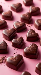 chocolate sweets in shape of hearts