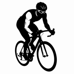 Naklejka premium Cyclist in motion, focused and determined, racing on a sleek bike, isolated background 