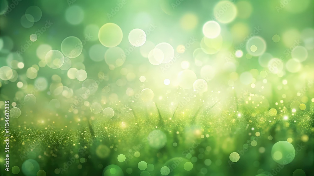 Poster a dreamy green field with a glimmering light show in the background