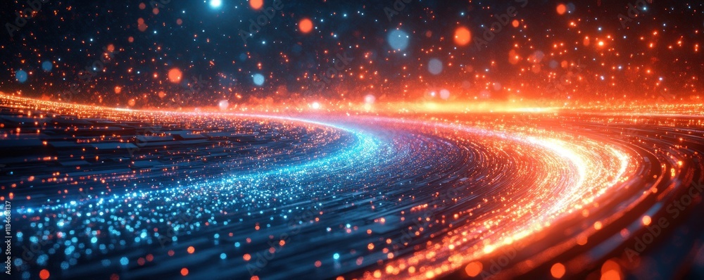 Aufkleber futuristic digital landscape with neon lights for ai and data transmission in cyberpunk style