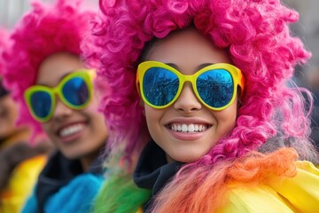 Capture the vibrant spirit of teens organizing a colorful camp parade, where joy is in motion, with dazzling costumes Experience the energy and fun in these dynamic images, perfect for highlighting