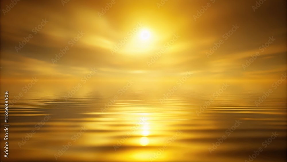 Poster golden sunset reflected in calm water, creating a serene and tranquil scene