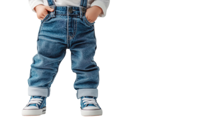 A Child Wearing Casual Overalls and Sneakers - Perfect for Illustrating Youthful Fashion and Playful Attitude in Various Contexts.
