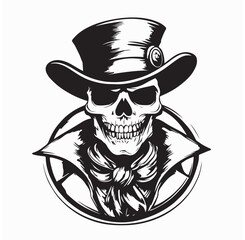 Skeleton with high hat image vector isolated on white background.