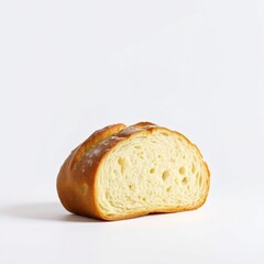 bread piece on white background. 
