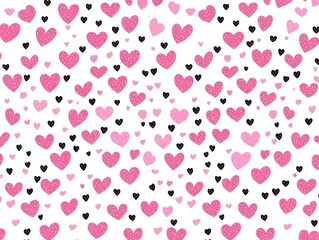 Pink and Black Hearts Pattern Background Design