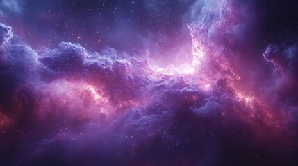 Obraz premium A vibrant cosmic scene showcasing colorful nebulae and star formations in deep space.