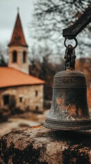 Obraz premium Ancient Church Bell in Rustic Setting