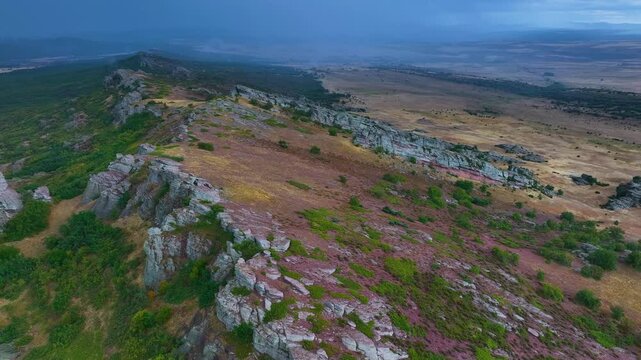 Landscape at the castle of Zafra (12th century). Municipality Campillo Due&ntilde;as. Aerial view from drone. Molina Alto Tajo Geopark. Alto Tajo Natural Park. Guadalajara. Castilla la Mancha. Spain. Europe