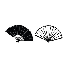 two black and white illustrations of a fan