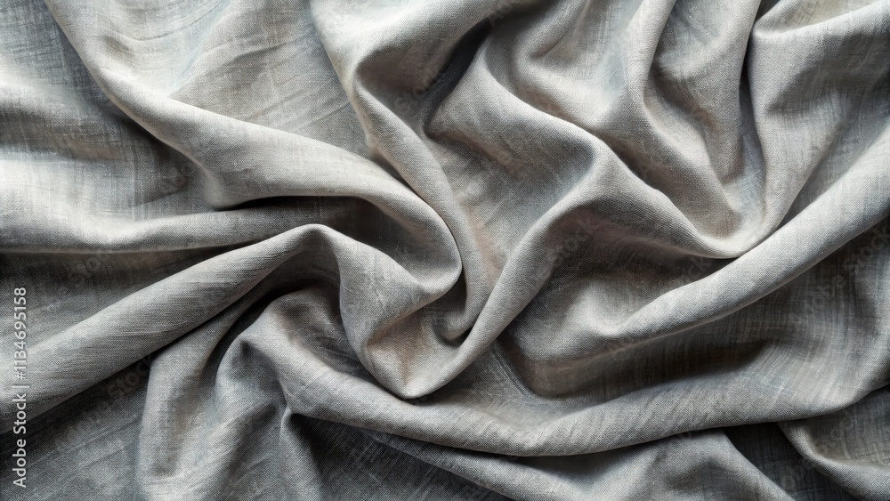 Aufkleber Abstract Gray Fabric Texture Soft, Smooth, Wrinkled Surface with Subtle Variations in Light and Shadow