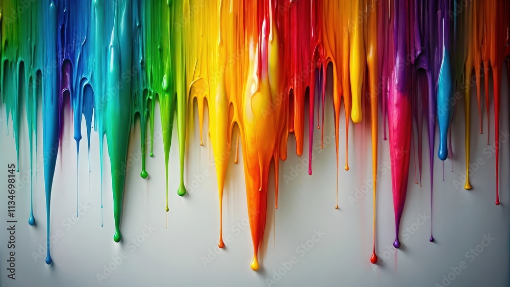 Poster A vibrant spectrum of colors cascading down a canvas, dripping into droplets of pure artistic expression.
