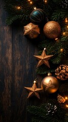 Rustic Christmas Decor: Gold & Teal Ornaments