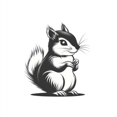 Fototapeta premium Adorable monochrome illustration of a cartoon squirrel.