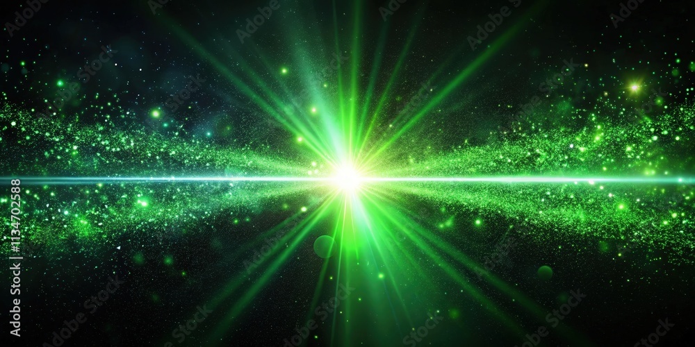 Aufkleber a glowing green light emanates from the center of the image, illuminating the surrounding cosmic dus