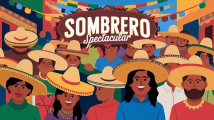 Sombrero spectacular: vibrant hat festival celebration with smiling people