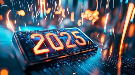 new year and celebration and festivity concept. Digital Countdown to New Year 2025 Celebration