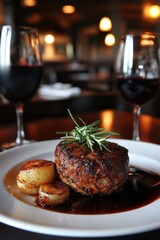 Elevated culinary experience rack of lamb with herb crust fine dining restaurant food photography intimate setting gourmet delight