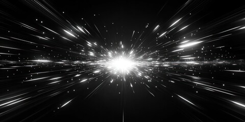 Naklejka premium Radial Burst of Light Motion Blur Long Exposure Futuristic Glowing Trails Abstract Technology