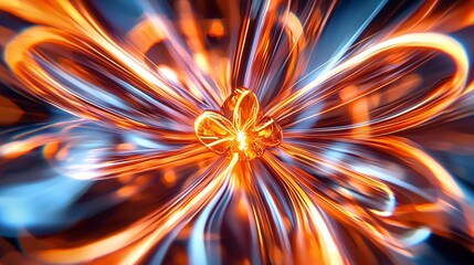 new year and celebration and festivity concept. Abstract Orange Blue Flowing Light Patterns Design