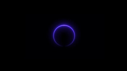 circle icon neon light loading bar blue color animation. Download progress, interface blue color animated