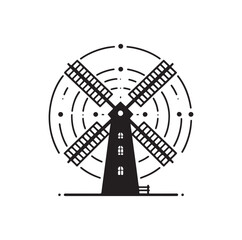 windmill  silhouette vector illustration © Joynab