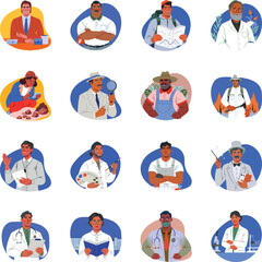 Fototapeta premium Set of Occupation Flat Style Illustrations 