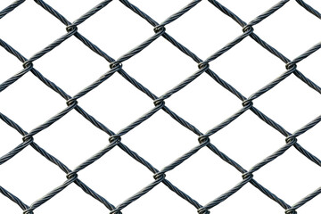 Fototapeta premium Metal Wire Mesh Fence Isolated on PNG Transparent Background