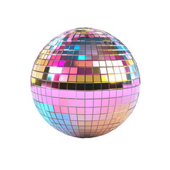 Disco Ball Reflects Colorful Light Isolated on PNG Transparent Background