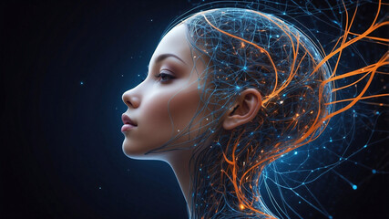 Futuristic Digital Portrait: Human Connection in a Neural Network