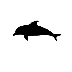 Fototapeta premium Black silhouette of a dolphin, perfect for ocean and sea themed projects.