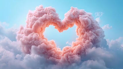 Fototapeta premium Dreamy heart-shaped clouds a romantic valentine's day sky digital art background