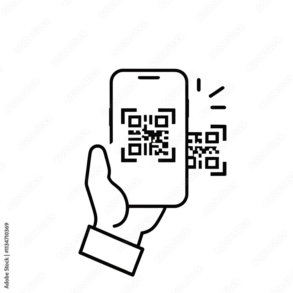 Fototapete qr code, black and white qr code for seamless digital scanning, scannable qr code, digital barcode,w