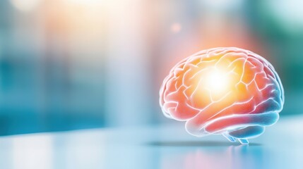 Bright Glow Illuminating a Conceptual Brain Model During Brain Injury Awareness Month