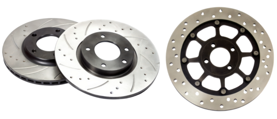 Three Car Brake Discs isolated with transparent background