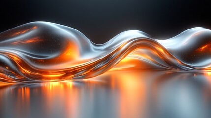 Naklejka premium Gradient flow resembling molten metal glowing edges a smooth overlay creating a futuristic sense of fluidity in metallic tones