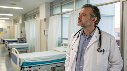 Obraz premium Doctor Man With Stethoscope In Hospital 