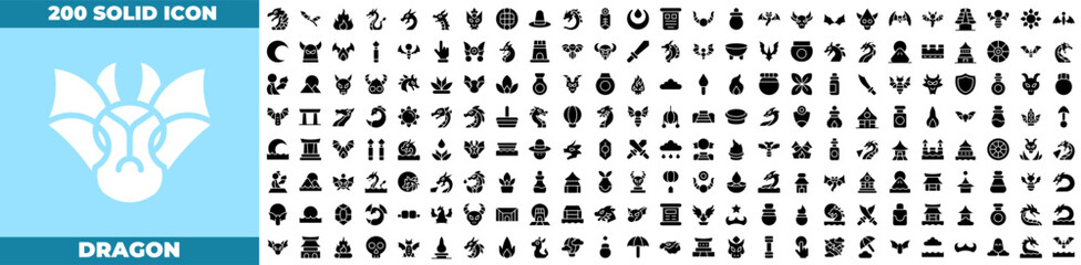 Dragon Solid Editable Icons set.