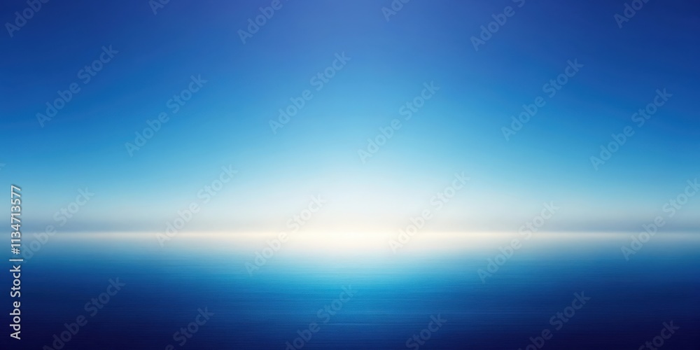 Poster tranquil horizon with a gradual transition from deep blue to soft white, capturing the essence of a 