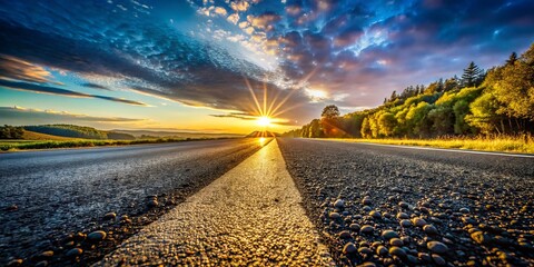 Road Asphalt Thickness Measurement: Wide Angle View of Pavement Cross-Section Revealing Layered Structure