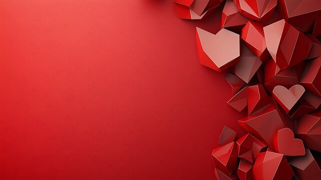 Romantic hearts in a vibrant red palette valentine's day abstract love art