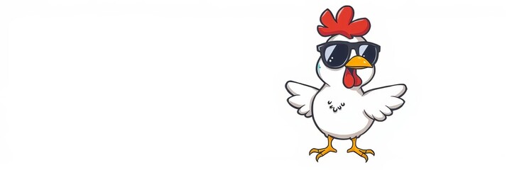 Cool and stylish hen with sunglasses illustration, perfect for summer designs and products, hen, trendy