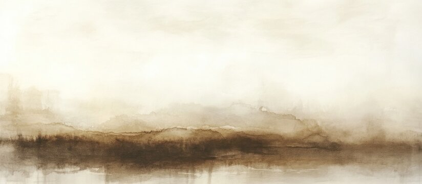 Abstract Watercolor Landscape In Shades Of Brown