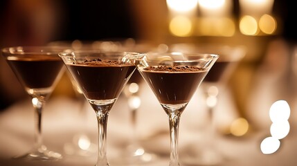 Elegant Chocolate Mousse Served In Martini Glasses