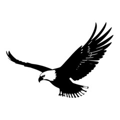 Obraz premium Black and white silhouette of an eagle in flight.