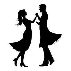 Silhouette of a couple dancing, romantic pose, elegant couple