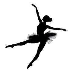 Fototapeta premium Silhouette of a graceful ballerina in mid air
